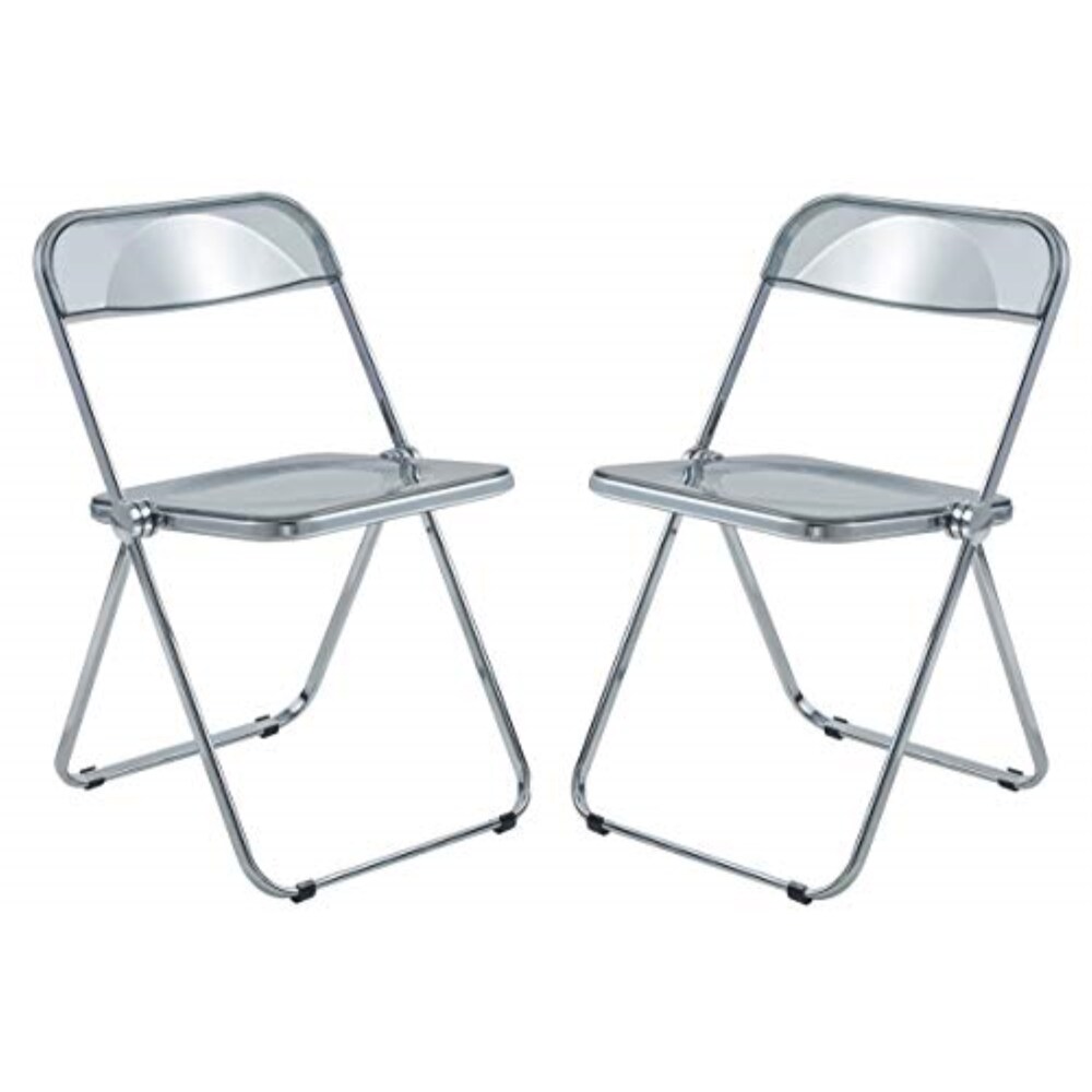 LeisureMod Lawrence Acrylic Folding Chair – Transparent Seat LeisureMod Lawrence Acrylic Folding Chair – Transparent Seat