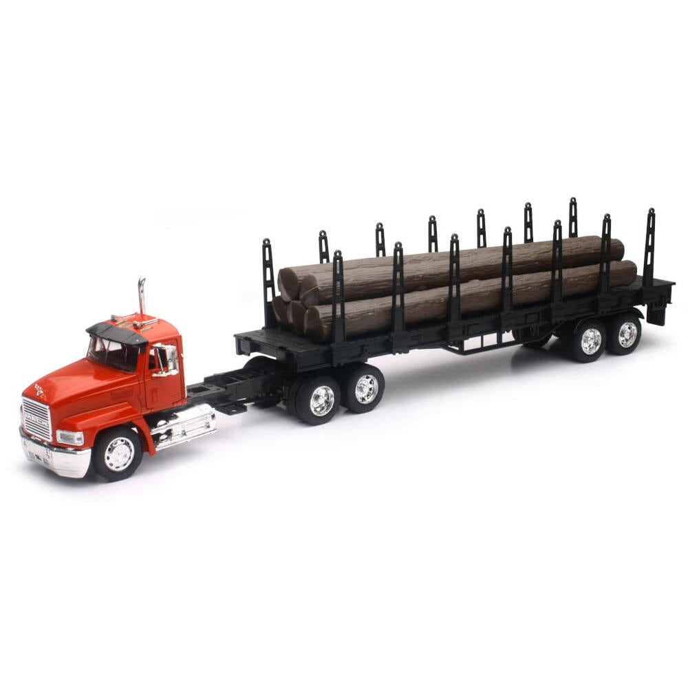 1-32 Scale Mack CH Log Trailer Truck Red Pack of 6, 1