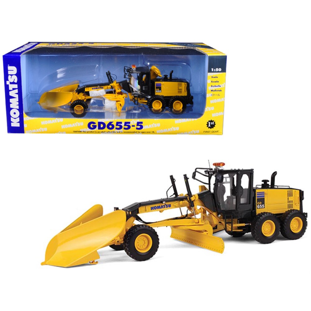 限定版 Komatsu Diecast 1/50 Wing & V-Plow with Grader Motor GD655-5 ミニカー