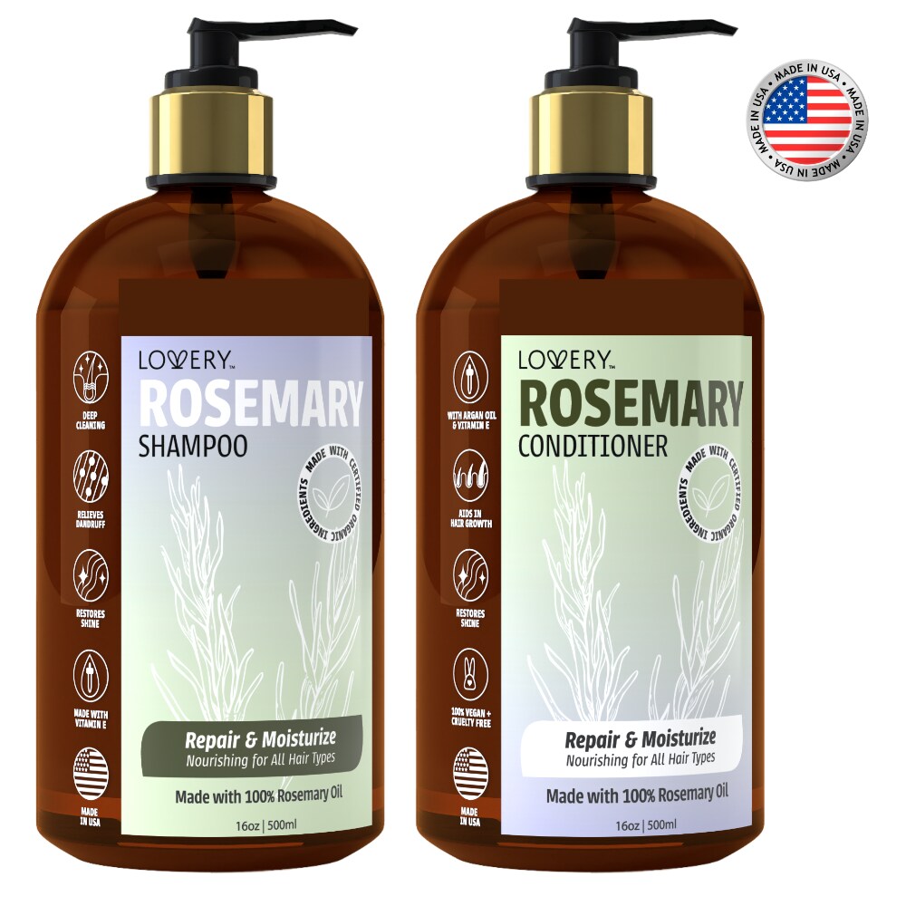 Rosemary Shampoo and Conditioner Gift Set, Made in USA, 32