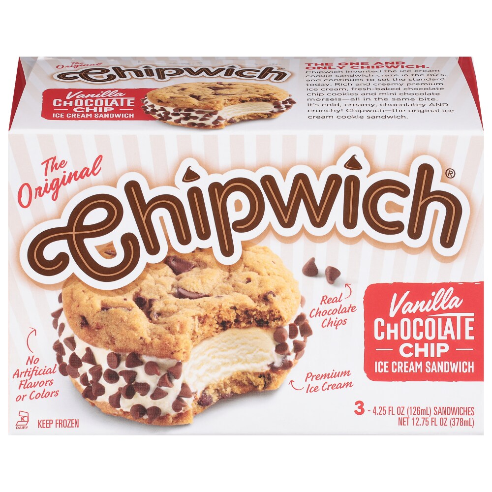 Chipwich® Vanilla Chocolate Chip Ice Cream Sandwiches, 3 ct / 4.25 oz