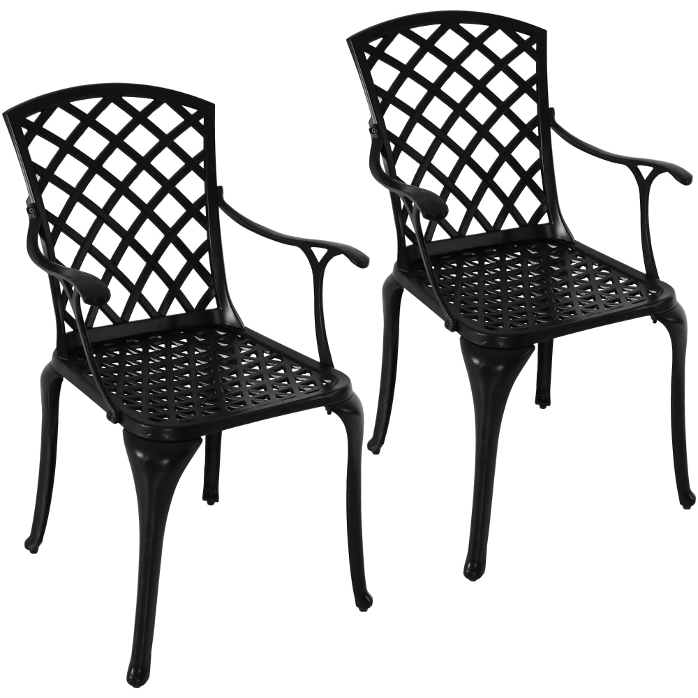 Sunnydaze Crossweave Design Cast Aluminum Patio Chair Black Set of 2 37 Jay C Food Stores