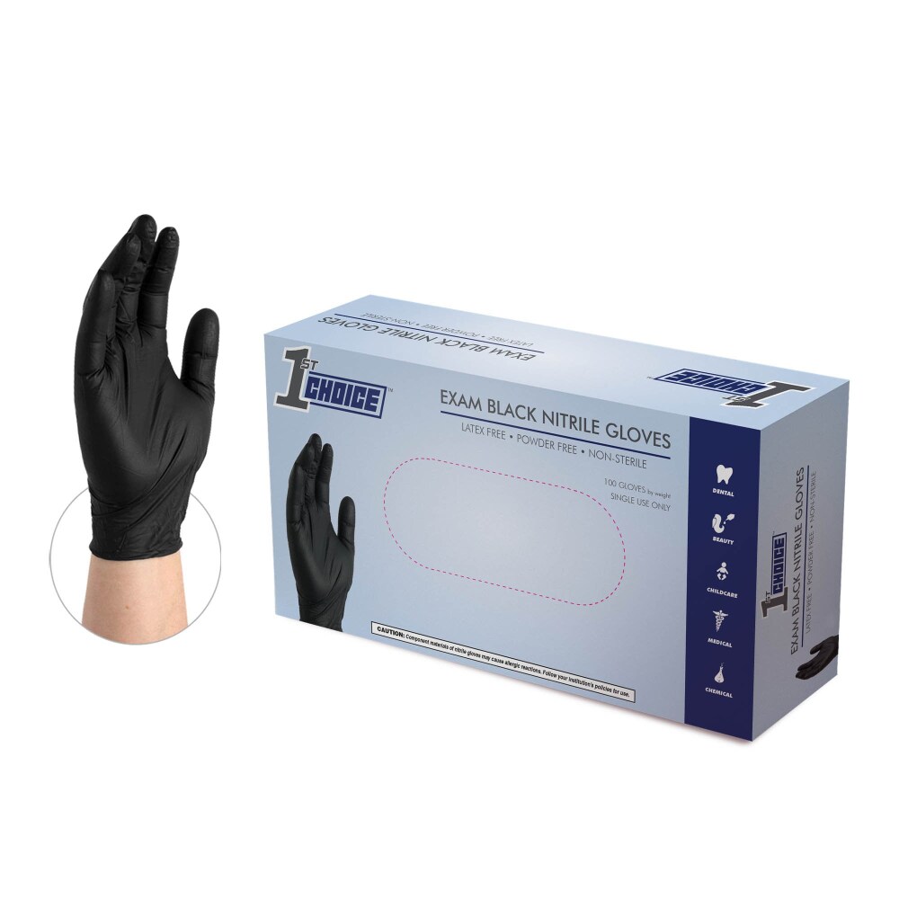 Nitrile Exam Gloves, Powder-Free, 3 mil, X-Large, Black, 100/Box Nitrile Exam Gloves, Powder-Free, 3 mil, X-Large, Black, 100/Box