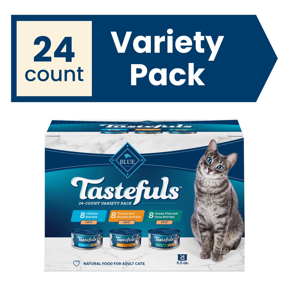 Blue Buffalo Tastefuls Adult Natural Pate Variety Pack with Chicken, Turkey & Chicken, and Ocean Fish & Tuna Entrees Wet Cat Food