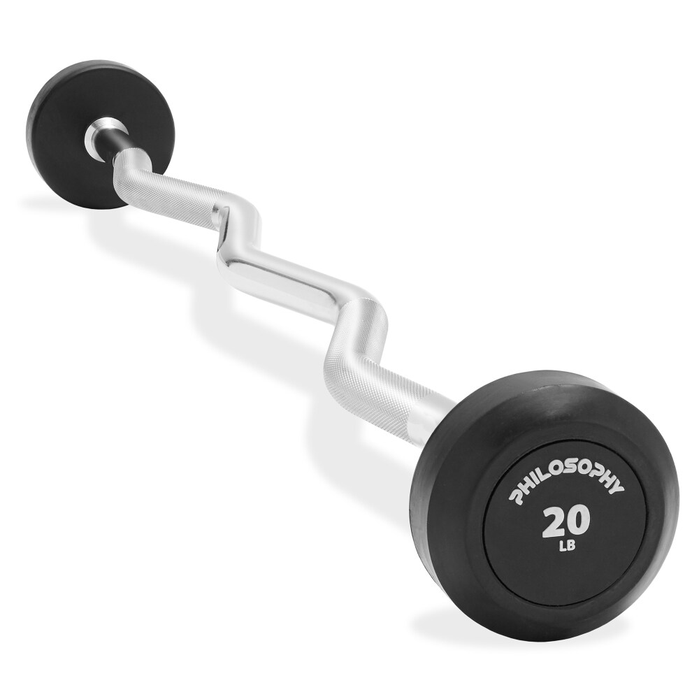 Rubber Fixed Barbell, 20 LB Pre-Loaded Weight EZ Curl Bar, 20 LB - Metro  Market