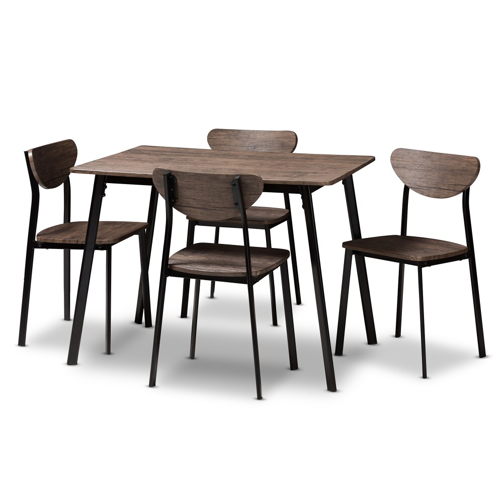 Baxton Studio Ornette Mid Century Modern Matte Black Frame 5 Piece Dining Set One Size Foods Co