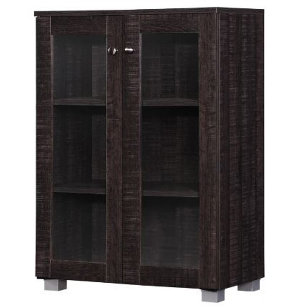 Baxton Studio Mason Modern and Contemporary Dark Brown Multipurpose Storage Cabinet Sideboard with Two Class Doors Baxton Studio Mason Modern and Contemporary Dark Brown Multipurpose Storage Cabinet Sideboard with Two Class Doors