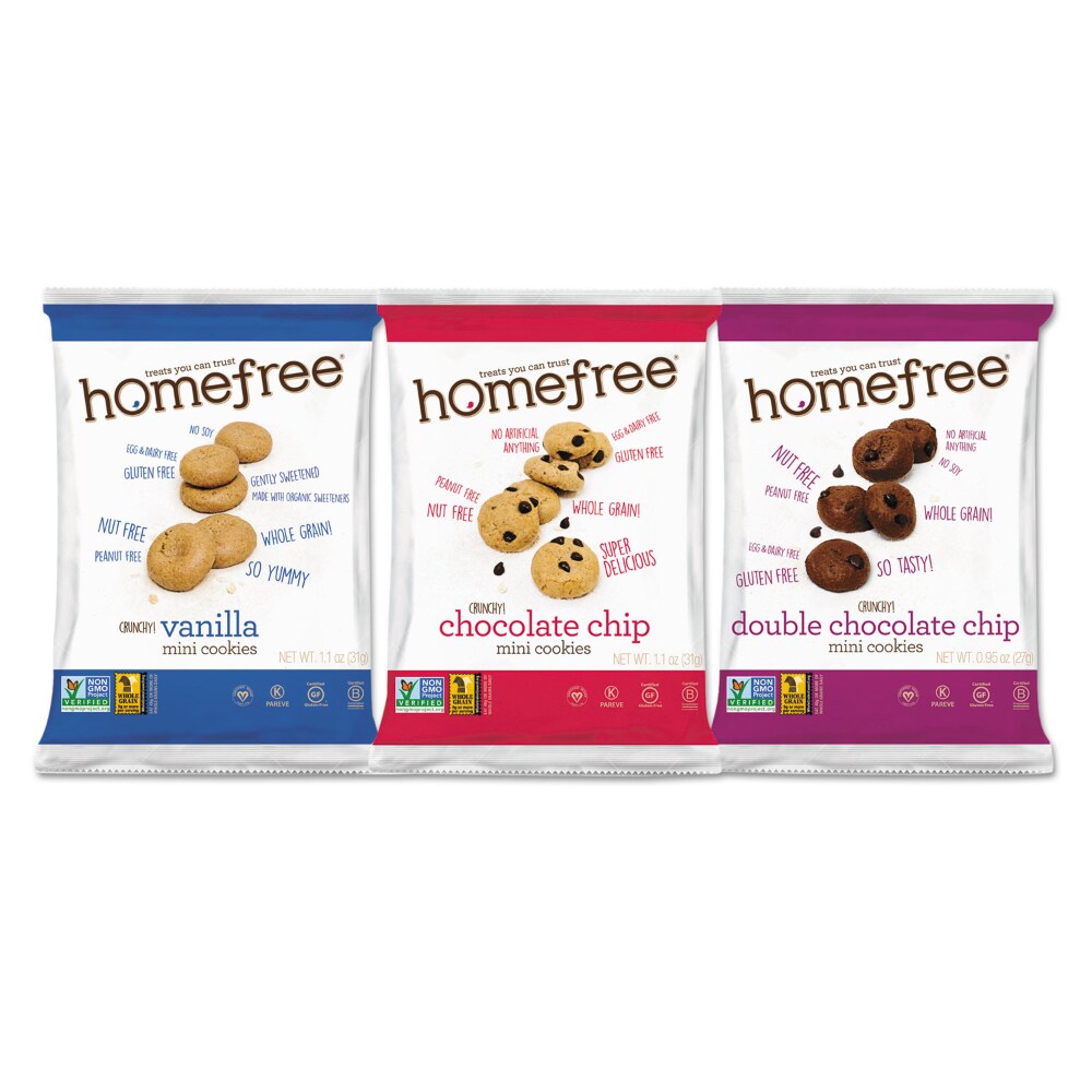 Gluten Free Mini Cookies Variety Pack, 1.1 oz/0.95 oz/1.1 oz Packs, 30/Carton Gluten Free Mini Cookies Variety Pack, 1.1 oz/0.95 oz/1.1 oz Packs, 30/Carton