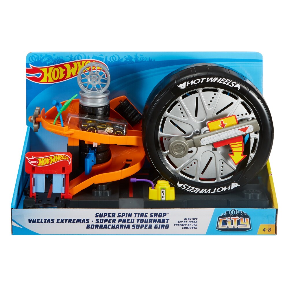 hot wheels city super spin tire shop playset