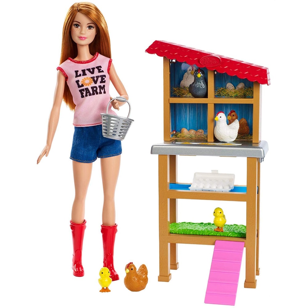 chicken farmer barbie with coop