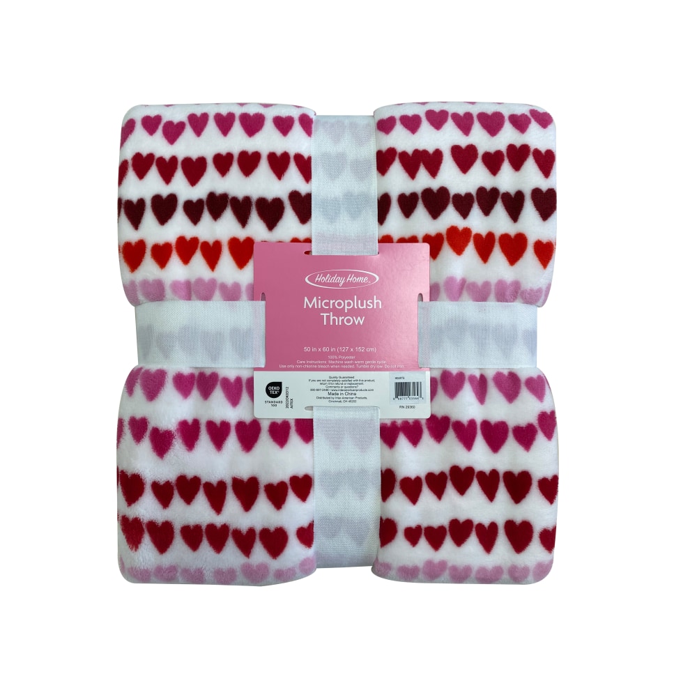 Holiday Home Valentine s Day Hearts Microplush Throw Blanket 50 x 60 King Soopers