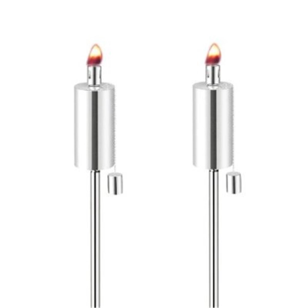 Anywhere Fireplace 90292 Two Stainless Steel Cylinder Shaped Anywhere Garden Tiki Torches - Set of 2 Anywhere Fireplace 90292 Two Stainless Steel Cylinder Shaped Anywhere Garden Tiki Torches - Set of 2