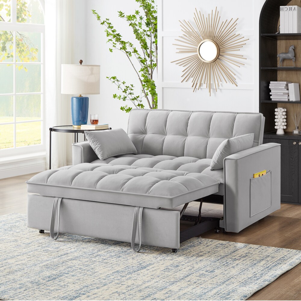 Simplie Fun 4 in 1 Space Saving Velvet Loveseat Sofa Bed with Storage 1 count QFC