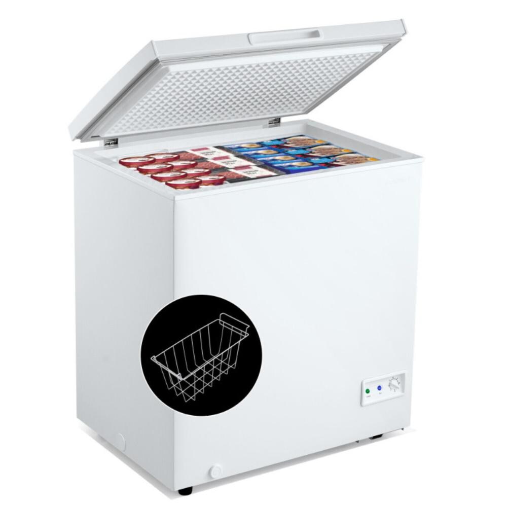Costway 3.5 5 Cu.ft Compact Chest Freezer with Removable Storage Basket 5 Cubic Feet 5 Cubic Feet Baker s