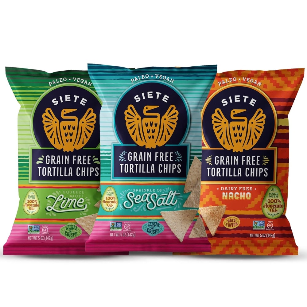 Siete Grain Free Tortilla Chips Variety Pack 5 oz (Pack of 6