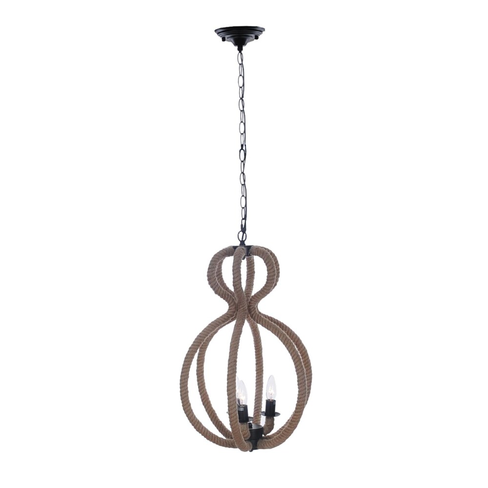 Beige and Black Iron and Rope Ceiling Light Beige and Black Iron and Rope Ceiling Light