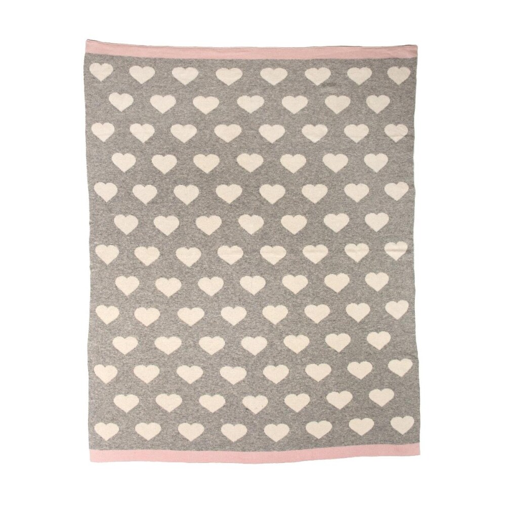 Grey And Ivory Hearts Knitted Baby Blanket Grey And Ivory Hearts Knitted Baby Blanket