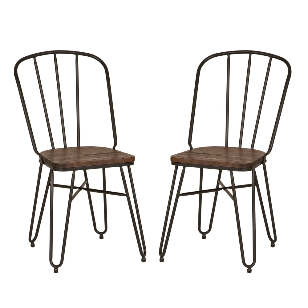 glitzhome industrial steel dining chairs with elm wood seat  set of 2  3425 x 2008 in