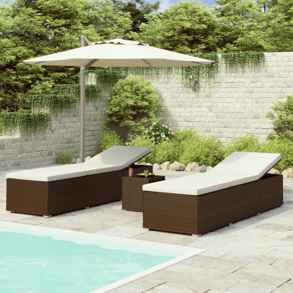 Brown rattan sun loungers discount
