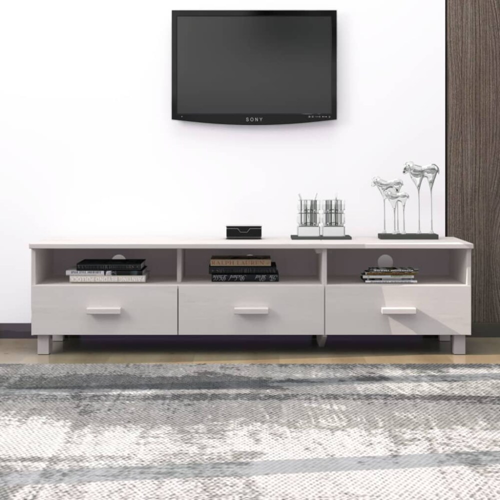 vidaXL TV Stand HAMAR White 62.2 x15.7 x15.7 Solid Wood Pine 1 Pay Less Super Markets