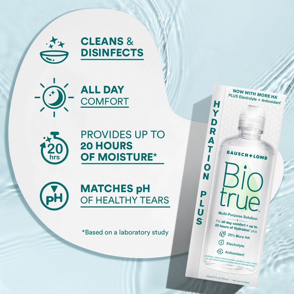 Biotrue Hydration Plus Contact Lens Solution Multipack with Lens Case